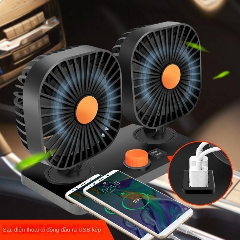 Quạt Đôi Mini 12V , 24V Xoay 360 Tiện Ích Trên Ô Tô , Xe Hơi Cao Cấp , Nhỏ gọn cực mát giá rẻ nhất
