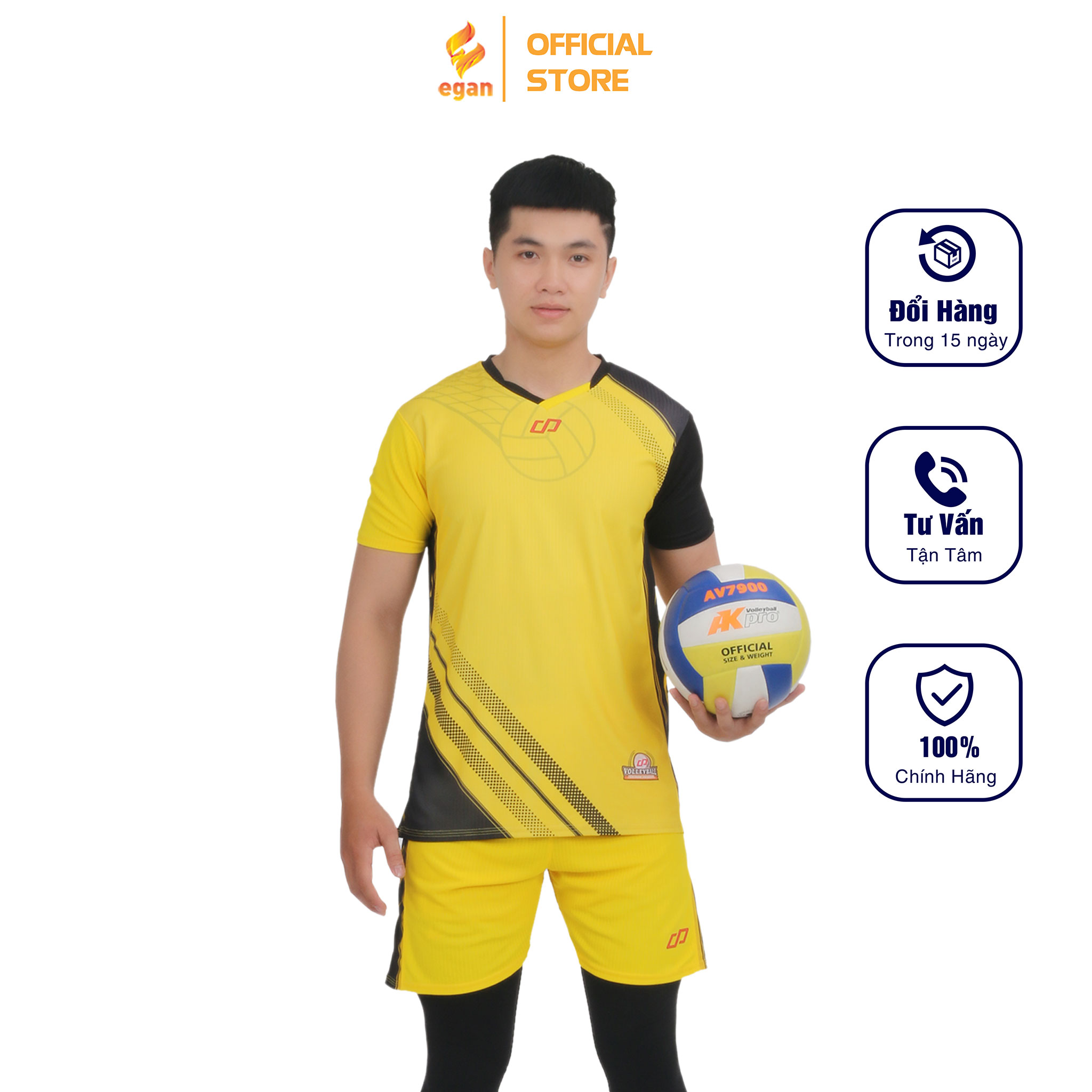 Bộ Quần Áo Thể Thao Bóng Chuyền Màu Vàng Nam GALVIN – CP SPORT BC03