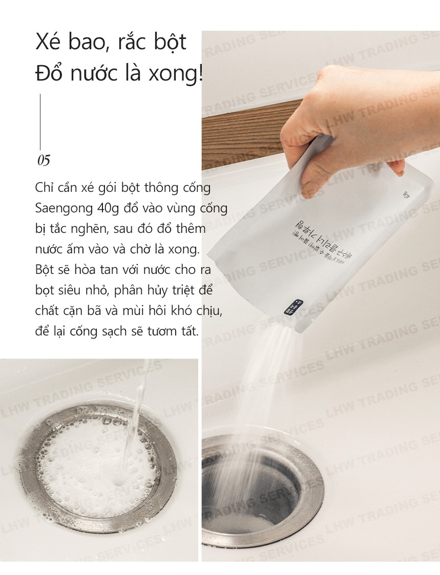 Bột thông cống Saengong hộp 4 gói 40g