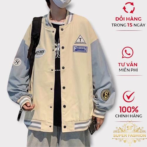 Hình ảnh Áo khoác bomber Fashion nam nữ vải dù 2 lớp form rộng thêu họa tiết kiểu bóng chày hot trend