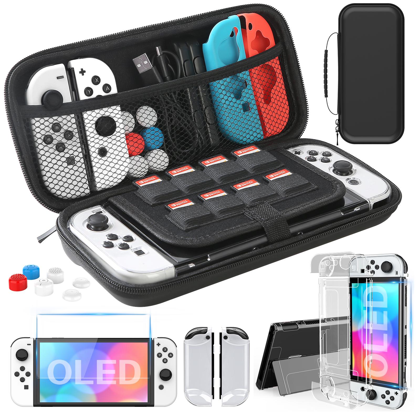 Đối với Hộp đựng Mô hình OLED của Switch Bộ phụ kiện 9 trong 1 dành cho Mô hình OLED của Nintendo Switch 2022 với Vỏ bảo vệ Màu sắc: Đen