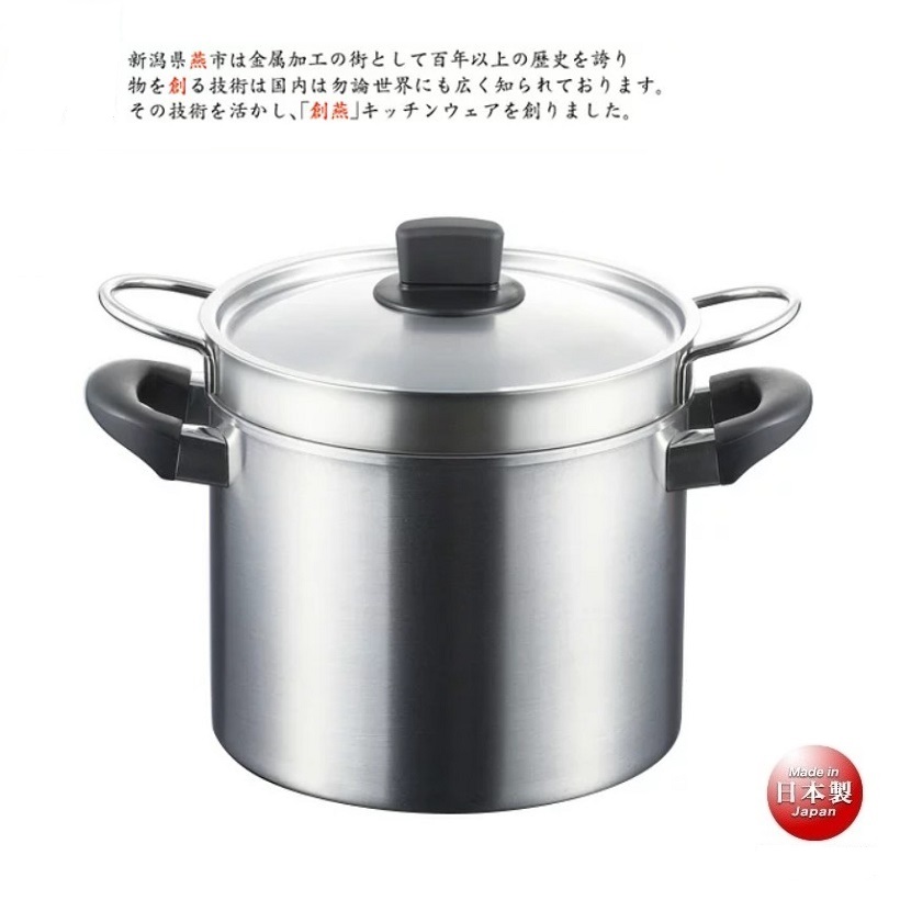 Bộ nồi xửng hấp inox Tsubame 6.4 lít thân &amp; nắp, nồi lót bằng inox cao cấp - hàng nội địa Nhật Bản