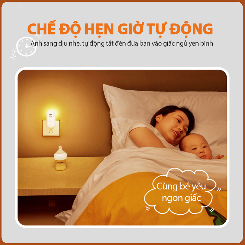 Đèn ngủ Oval cắm điện 10 cấp độ sáng có remote - đèn ngủ thông minh - hẹn giờ - 2 cổng USB sạc nhanh DRU - Hàng Chính Hãng