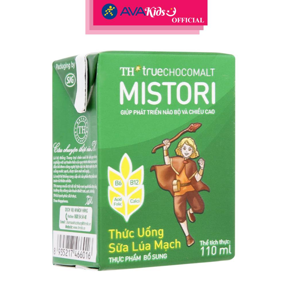 Lốc 4 hộp thức uống lúa mạch TH true Chocomalt Mistori 110 ml (từ 1 tuổi) - Hàng Chính Hãng