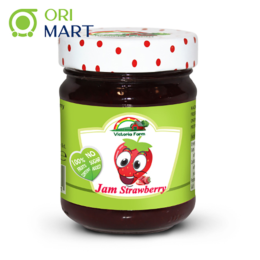 Victoria farm NO SUGAR Strawberry jam 100% fruits 220g -  Mứt dâu Victoria Farm Jam Strawberry 220g