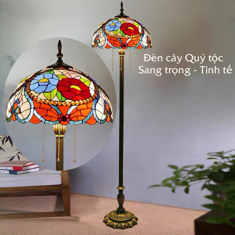 Đèn Tiffany, đèn cây quý tộc, Hàng Nhập khẩu cao cấp , thắp sáng và trang trí sang trọng, kích thước 1m65x40cm, Mã DB07