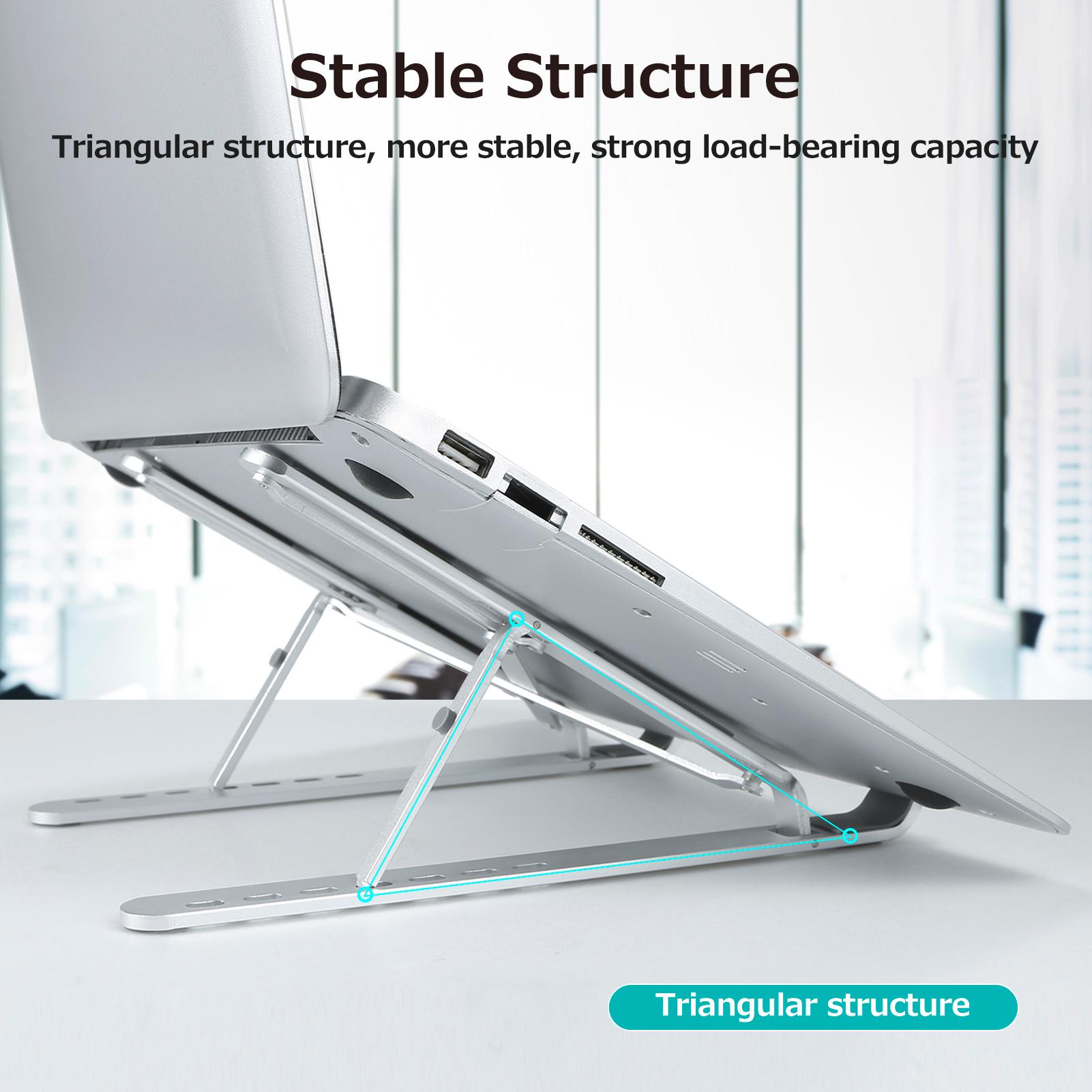 7-gear Adjustable Laptop Stand Portable Folding Aluminum Alloy Non-slip Laptop Tablet Bracket Stable Structure Silver