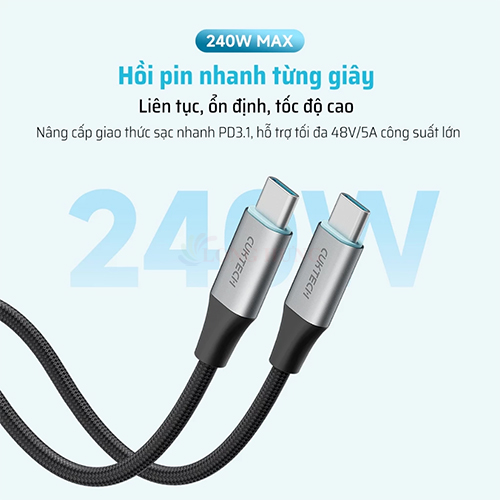 Cáp USB Type-C to Type-C Cuktech Braded Magnetic 240W PD3.1 CMC61 - Hàng chính hãng