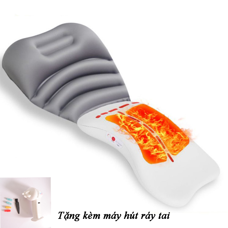 Máy Massage Vùng Lưng, Cột Sống - Phiên Bản Mới Có Túi Đệm Hơi Tựa Cổ - Công Nghệ Không Dây Nhỏ Gọn, Tiện Dụng - Tích Hợp Chế Độ Sưởi Nhiệt - Hàng Cao Cấp - Tặng Kèm 1 Máy Hút Ráy Tai Chuyên Dụng