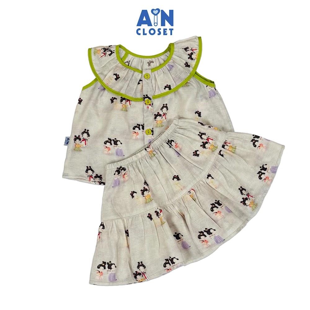 Bộ quần áo Ngắn bé gái họa tiết Cô Tiên Xanh Đũi tơ - AICDBG8QOIQ1 - AIN Closet