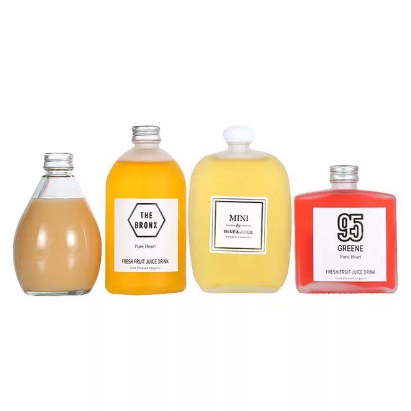 Chai thủy tinh vuông dẹp 250ml nắp nhôm đen đựng nước ép, sinh tố, dầu tràm, nước hoa