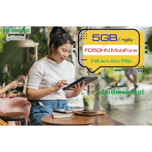 [CHỈ GIAO HÀ NỘI]Sim 4G Mobifone 5G/ngày, trọn gói 2 năm- 1 tỷ GB tốc độ 5Mb dành riêng Hà Nội 12FD50HN- Hàng chính hãng