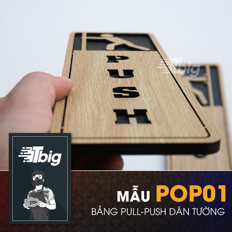 Bảng pull push gỗ loại chữ nhật đứng dán cửa bằng keo 2 mặt