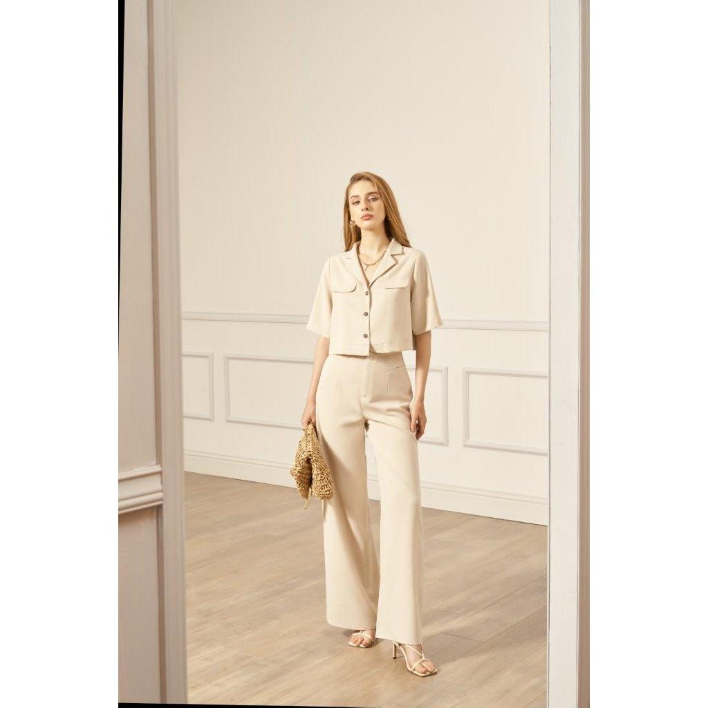 Atous Áo Croptop Cổ Vest CARLA