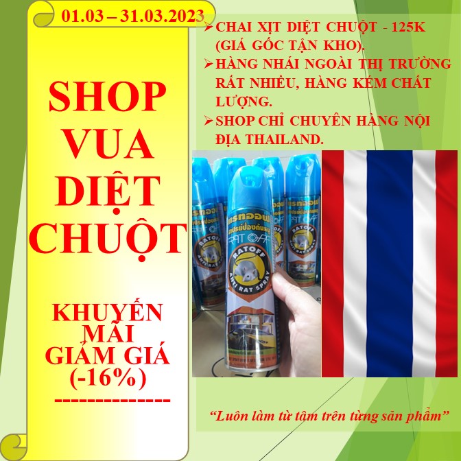 CHAI XỊT DIỆT CHUỘT- CAM KẾT HÀNG THẬT THAILAND 100