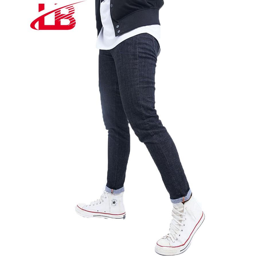 Quần jean nam LB, vải jean denim co giãn, màu xám đen trơn, phom slim fit DNBB5226