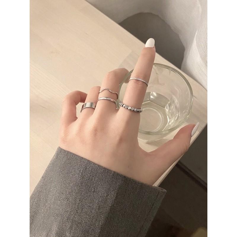 R002 Set 5 Nhẫn Nữ Cá Tính Nhiều Kiểu Màu Vàng Bạc Ring House
