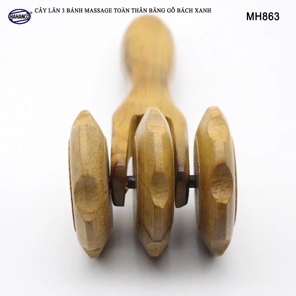 Cây lăn massage toàn thân 3 bánh gai đa năng bằng gỗ Bách Xanh Xua tan nỗi lo đau nhức tạo cảm giác thoải mái - Chăm sóc sức khỏe