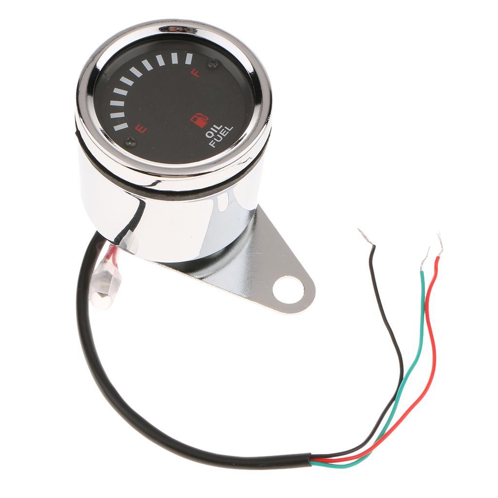60mm Universal Car Motorcycle Fuel Gauge LED Light Display 12V