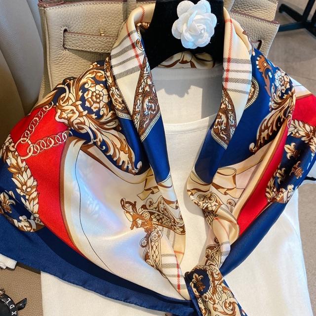 Khăn lụa vuông choàng cổ thanh lịch 90x90cm đa năng - Khăn turban