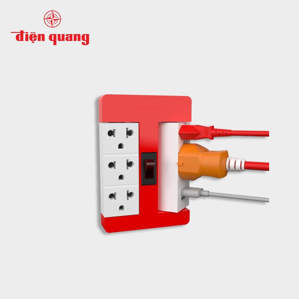 Ổ cắm xoay 90° Điện Quang ĐQ ESK RT 53 2USB (5 lỗ 3 chấu, 2USB)