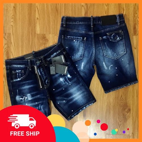 Quần Short Bò Nam DSQ2 Siêu Cấp New 2021 - Chất Liệu Vải Denim Cao Cấp Co Dãn Nhẹ - Jean Nam Đẹp - Quần Bò Ngố Nam 2021.