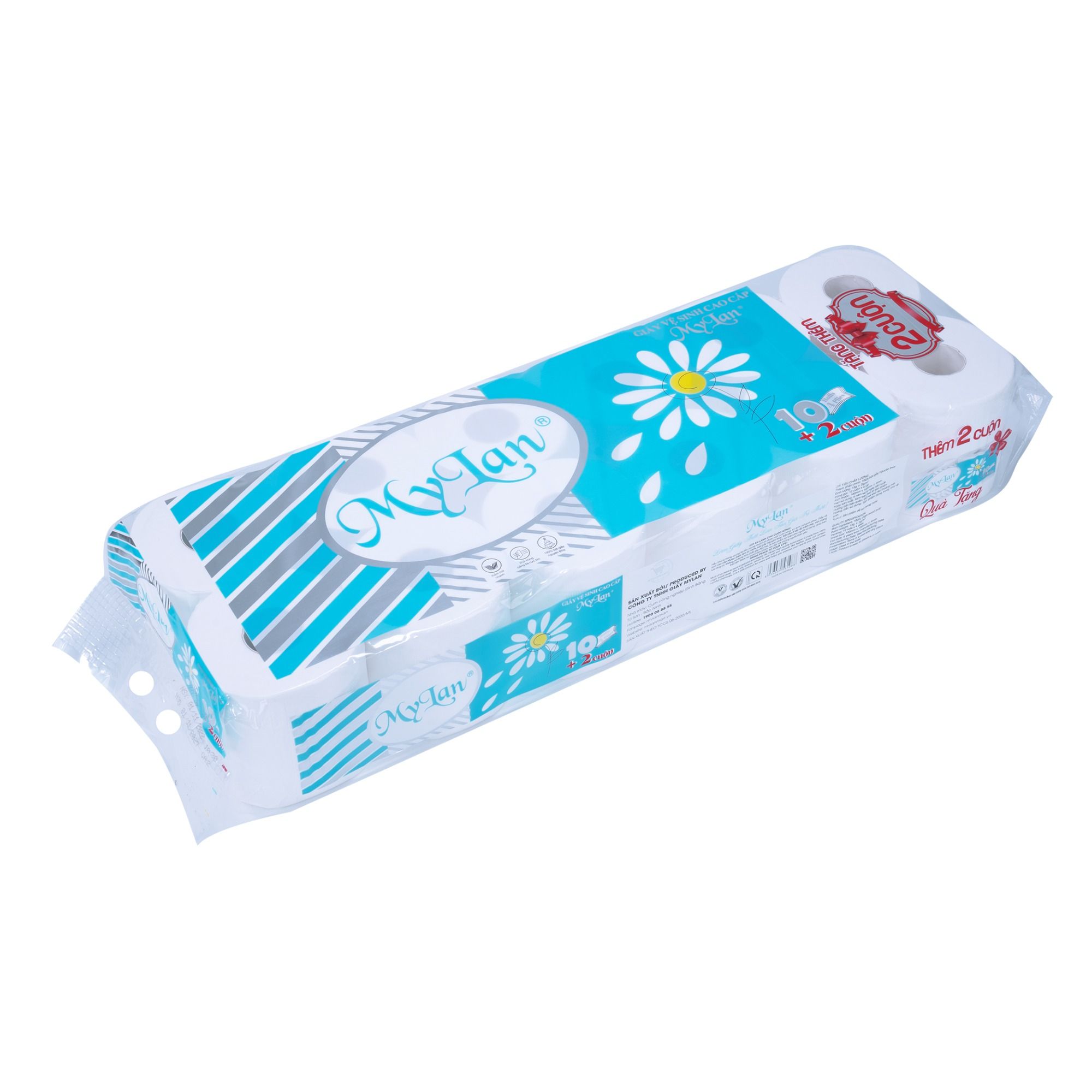Lốc 12 Cuộn Giấy Vệ Sinh Cao Cấp MyLan Hoa Cúc 4 Lớp Giấy