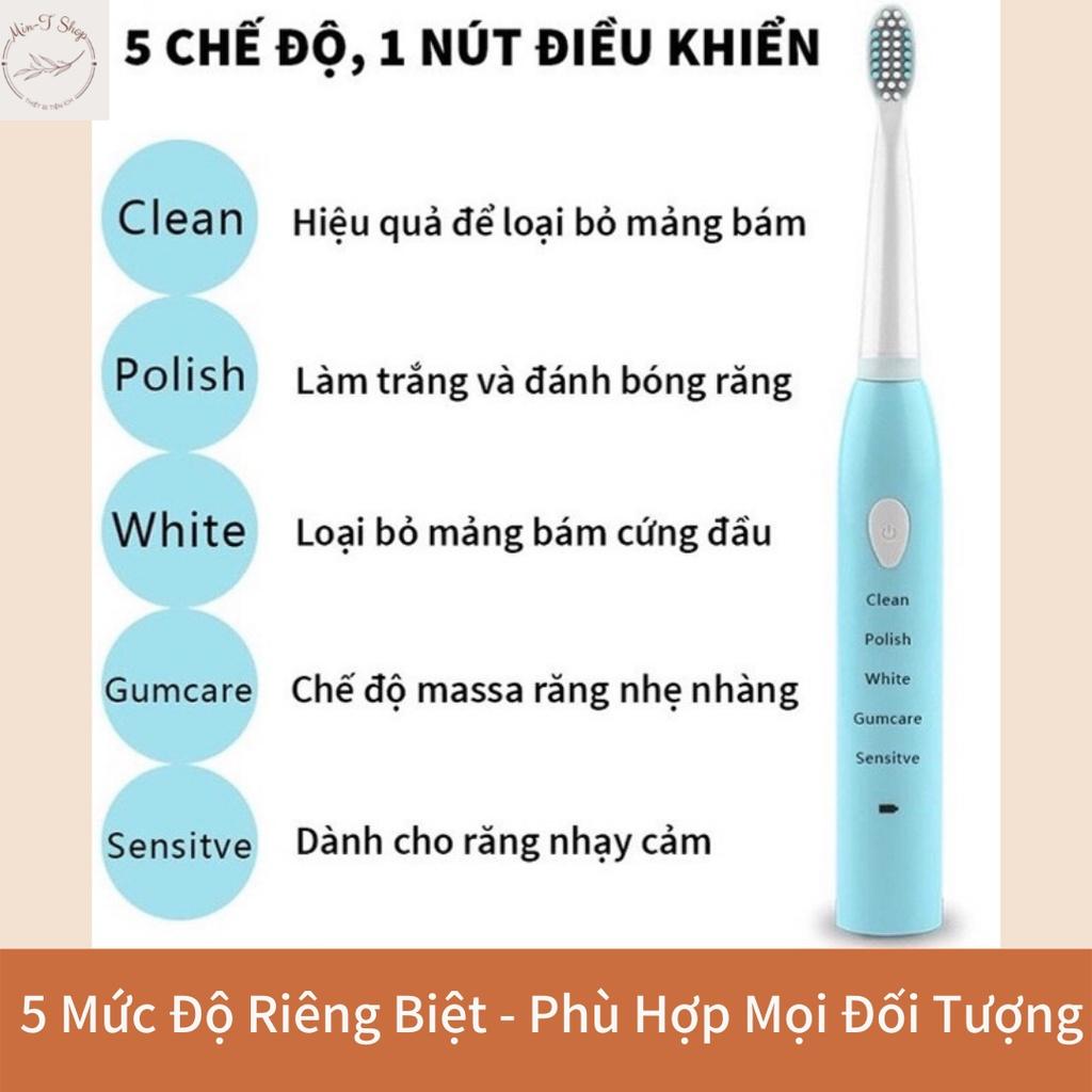 Bàn Chải Đánh Răng Điện Thông Minh Kèm 4 Đầu Bàn Chải, Dây Sạc