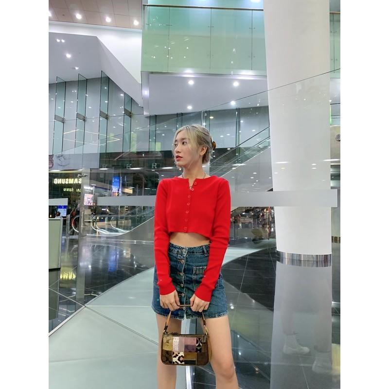 áo cardigan len - Áo len croptop nữ