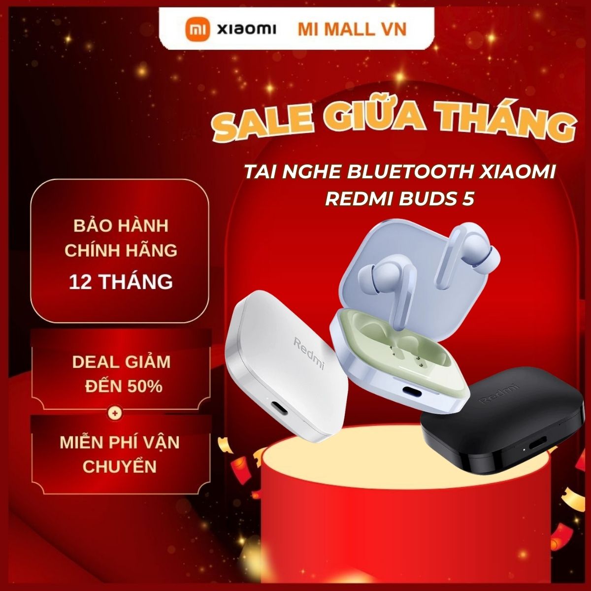Tai Nghe Bluetooth Chống Ồn Xiaomi Redmi Buds 5 - Hàng Chính Hãng