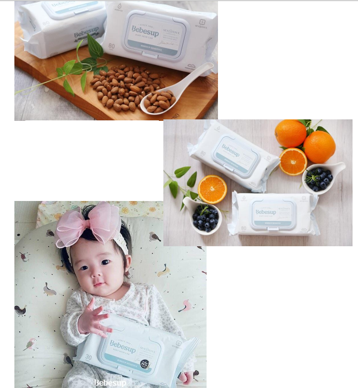 Combo10 Khăn Ướt Bebesup Light Zero Primier Sensitive Signature Gói Lớn Nhập Khẩu Hàn Quốc