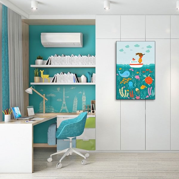 Tranh Phòng Ngủ Trẻ Nhỏ Khám Phá Đại Dương Gỗ MDF W1185
