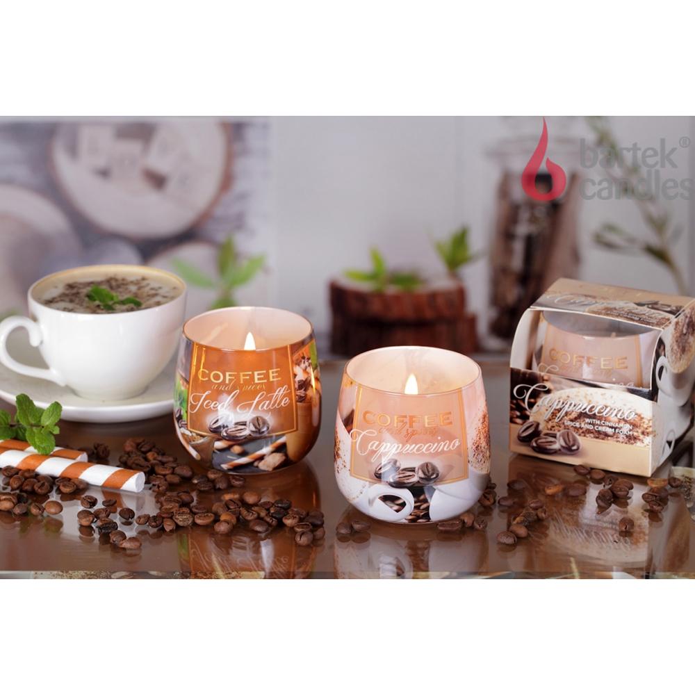 Ly nến thơm tinh dầu Bartek Coffee and Spices 100g QT04966 - cà phê capuchino, nến trang trí, thơm phòng, thư giãn, Hỗ trợ khử mùi