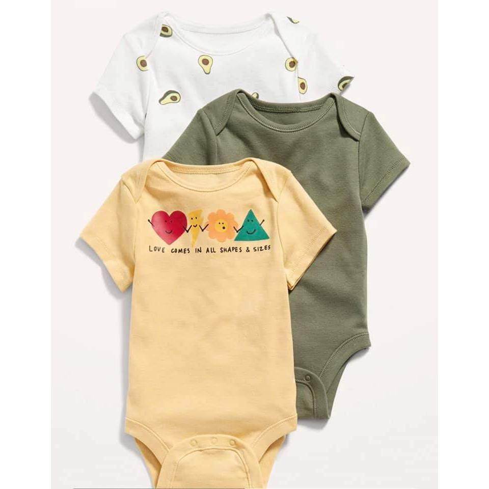 Set 4 bộ bodysuit cộc tay chất cotton xuất dư cho bé