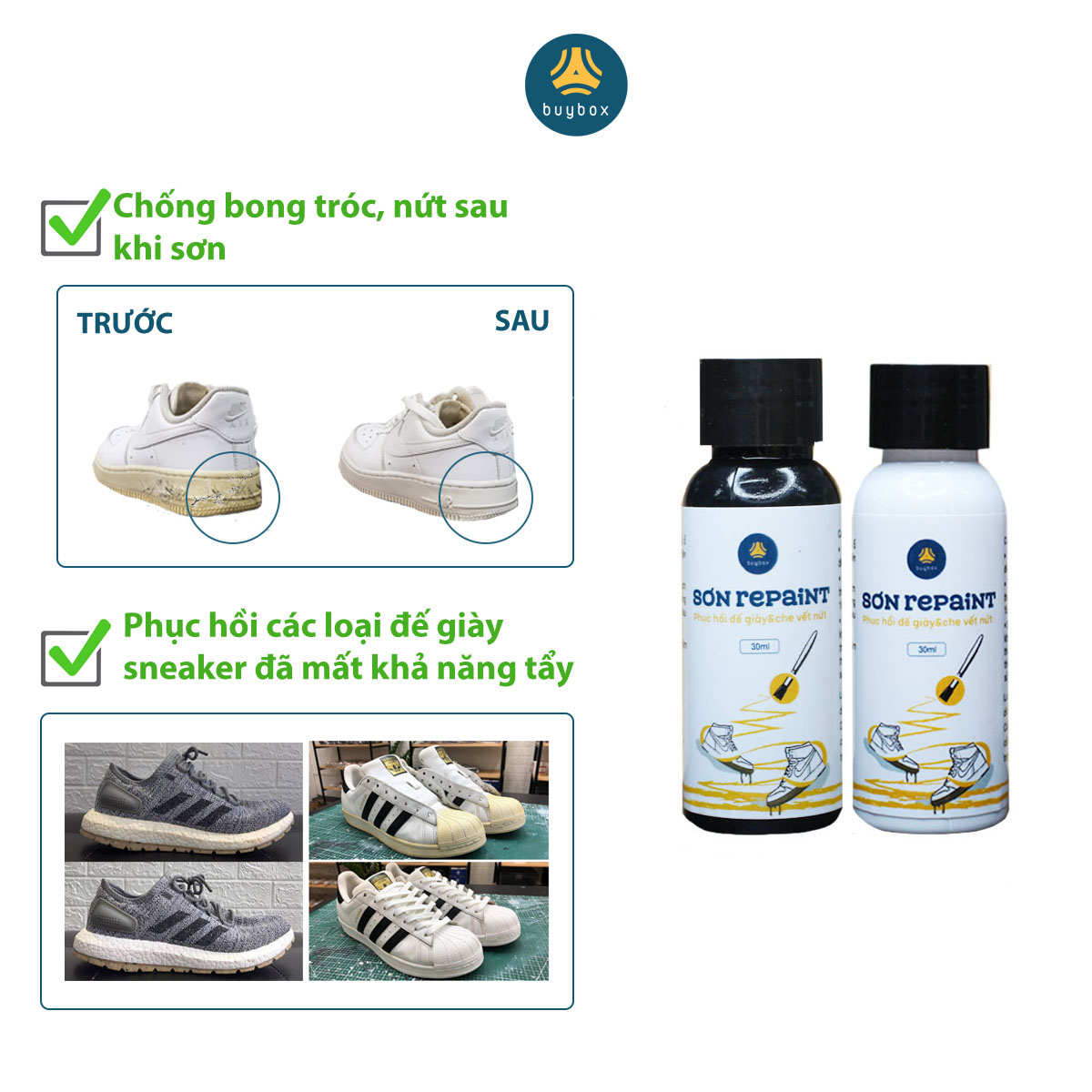 Sơn Repaint giày - Phục hồi đế giày và che vết nứt trên đế giày (30ml) - buybox - BBPK213