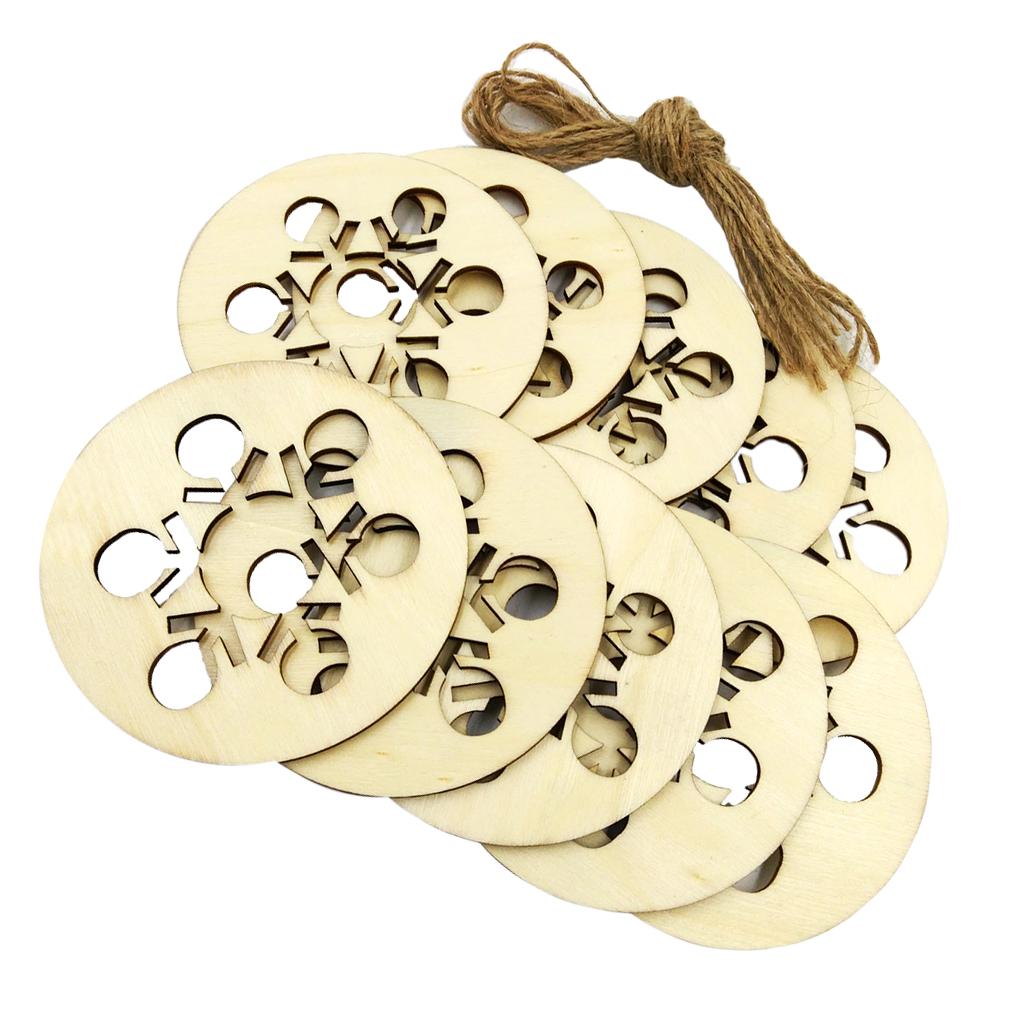 10Pcs/lot Hollow Snowflake Wooden Pieces Embellishments Wood Slices Arts Crafts