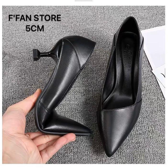 Giày Cao Gót Da Mềm Như Bún Công Sở Văn Phòng Nữ Vạt Xiên FFAN STORE