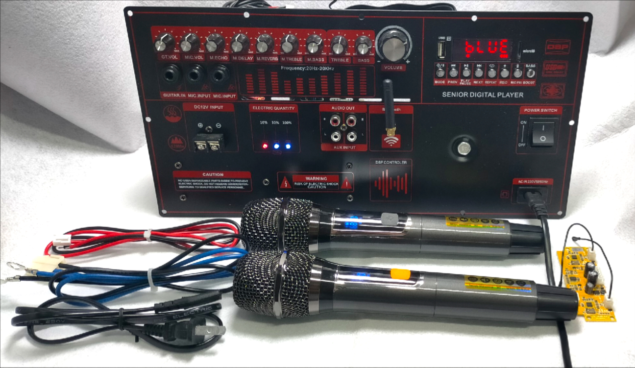 Bo Mạch Dùng Cho Loa Kéo Công Suất Lớn kèm Mic Không Dây Chỉnh Tần Số - Kích Thước 19cmx38cm