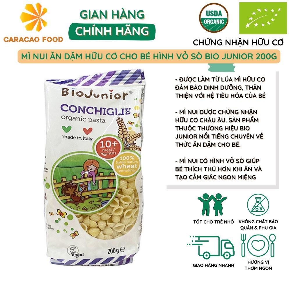Mì nui ăn dặm hữu cơ cho bé hình vỏ sò Bio Junior 200g, Thức ăn dặm cho bé (Từ 10 tháng tuổi)