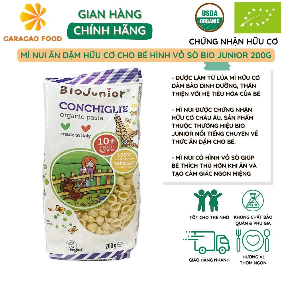 Mì nui ăn dặm hữu cơ cho bé hình vỏ sò Bio Junior 200g, Thức ăn dặm cho bé (Từ 10 tháng tuổi)