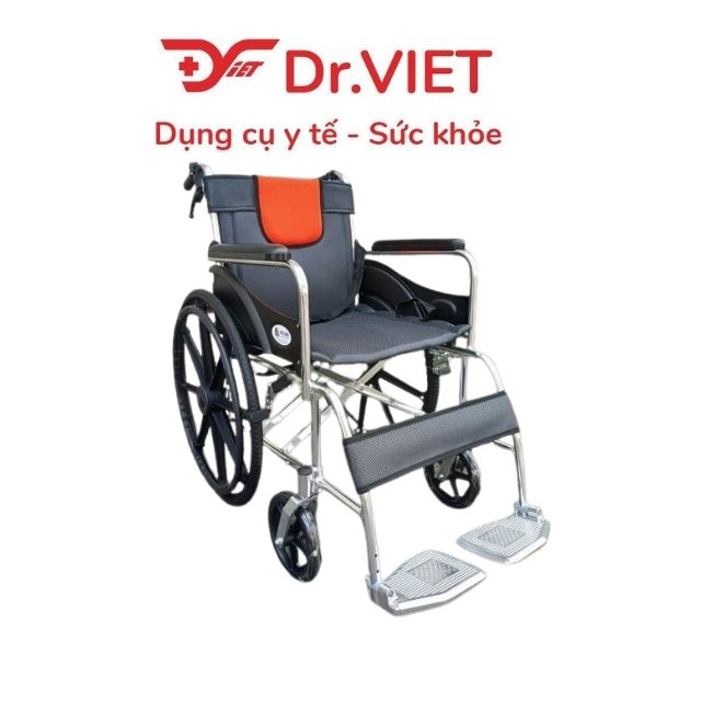 Xe lăn nhôm bánh mâm có thắng X-91L (NEW) (X-91L) mặt nệm lưới, túi đựng đồ rộng rãi, gấp gọn tiện lợi.