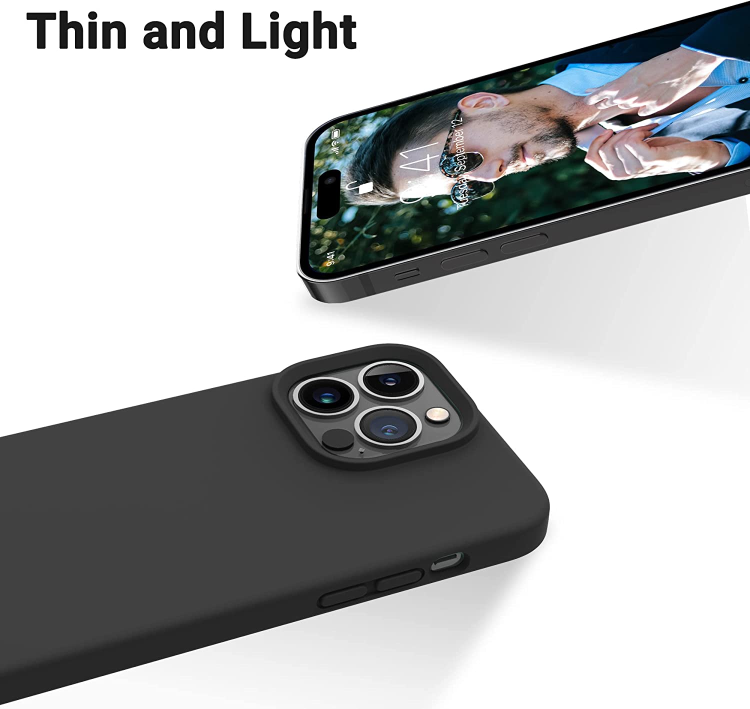 Ốp lưng silicon case cho iPhone 14 Pro Max (6.7 inch) siêu mỏng 0.3mm chống bám bẩn hiệu Memumi Liquid mặt lưng siêu mềm mịn, có gờ bảo vệ camera - hàng nhập khẩu