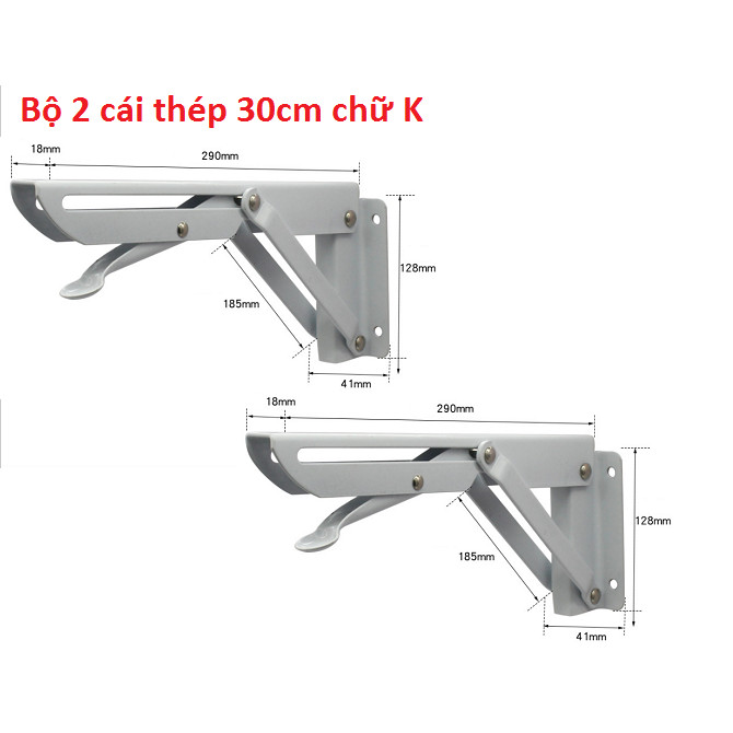 Ke đỡ gập chữ K chịu lực 80kg bằng thép sơn tĩnh điện- Giá đỡ gập thông minh dài 20-50cm (tặng 01 móc khóa hình công cụ)