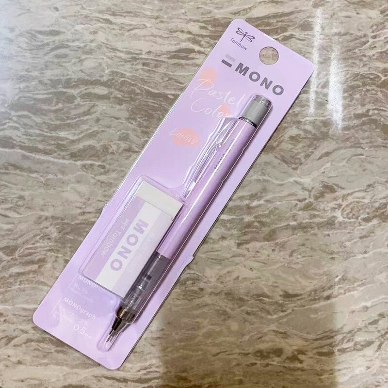 Combo Bút Chì Lắc Tombow Mono Graph Kèm Gôm Lớn PPA-242 Phiên Bản Giới Hạn Ngòi 0.5mm Màu Pastel Phong Cách Nhật Bản