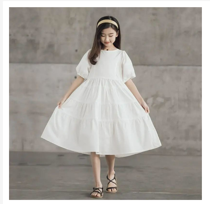 Đầm Váy Cho Bé Gái Thu Đông Xếp Ly Tay Lửng V178
