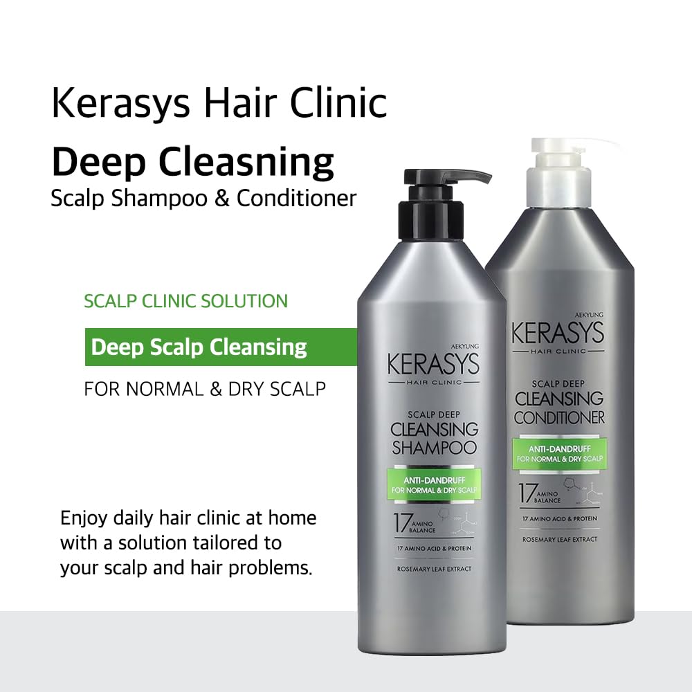 Hình ảnh Dầu gội xả sạch da đầu, ngăn ngừa gàu Hàn Quốc Kerasys Hair Clinic Calp Deep Cleansing -Dành cho da thường và da đầu khô