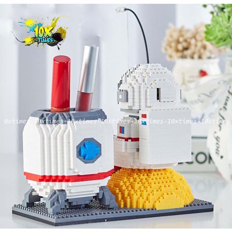 Đồ chơi Lego 3d có đèn led ống đựng bút phi hành gia 1500 mảnh quà tặng sinh nhật bạn trai bạn gái trẻ em decor