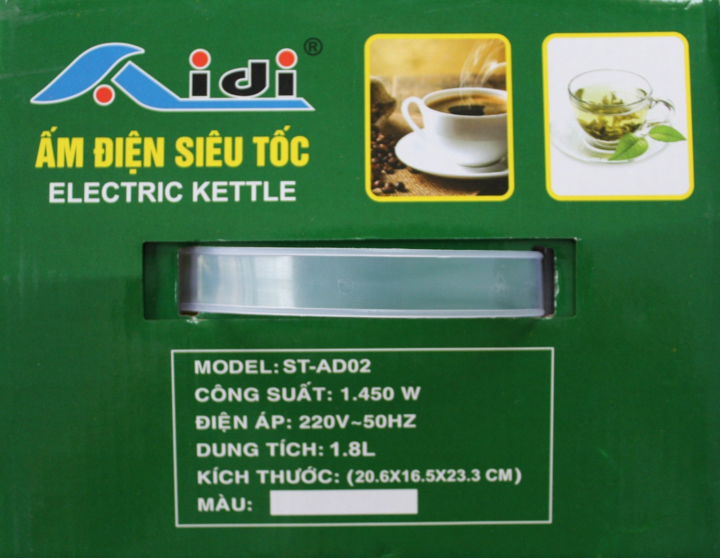 Bình Ấm Điện Siêu Tốc Nhựa AIDI ST-AD02 (1,8 lít) - Màu Ngẫu Nhiên - Hàng Chính Hãng