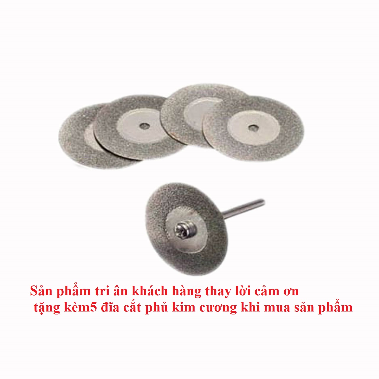 Bộ 5 đĩa cắt mini cắt gỗ cắt nhựa cắt nhôm tặng 5 đĩa cắt phủ kim cương cắt mài các loại tất cả chân trục 3ly