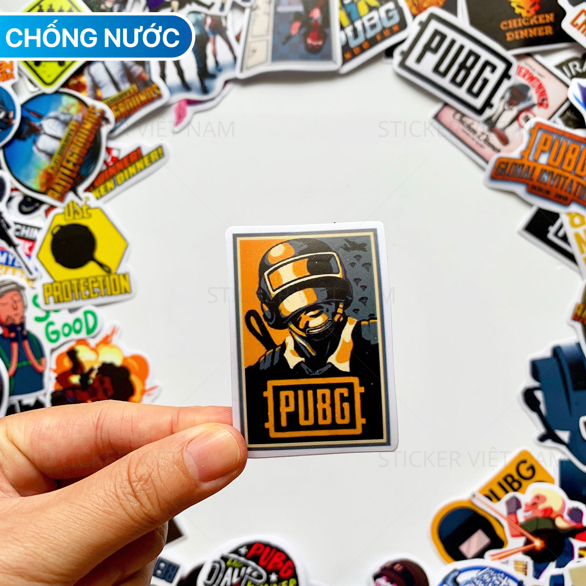 Sticker PUBG Game Online -  Chống Nước Dán Trang Trí Nón Bảo Hiểm, Xe, Đàn Guitar, Laptop, Vali